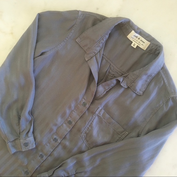 Anthropologie Cloth & Stone Blue Grey Button Down - Picture 3 of 13